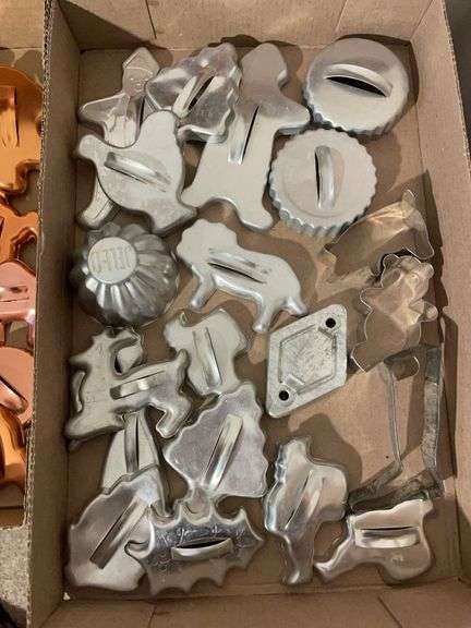 (3) flats of antique cookie cutters