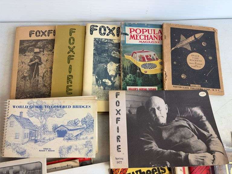 Box of vintage magazines, comic books, and local items - Swiss Festival, Amish Country, Classics Ill