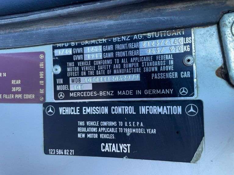 1980 Silver 2D 450SL Mercedes Benz