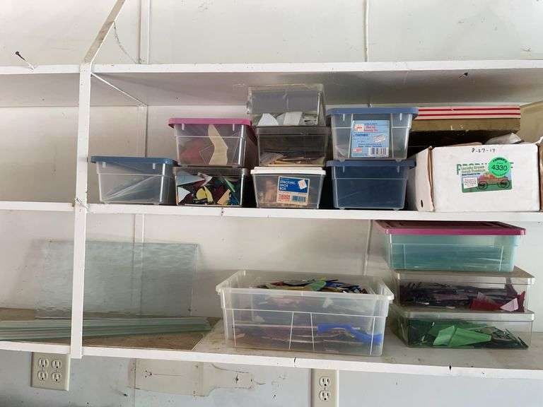 Large amount of stained glass pieces of various colors