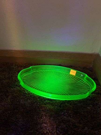 Vintage Uranium Glass Serving Tray
