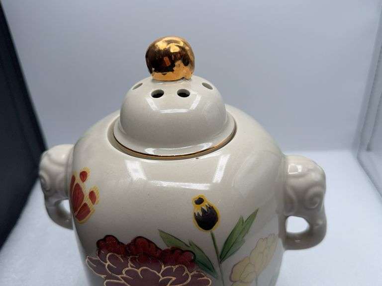 Porcelain Ginger Jar Andrea By Sadek With Elephant Heads