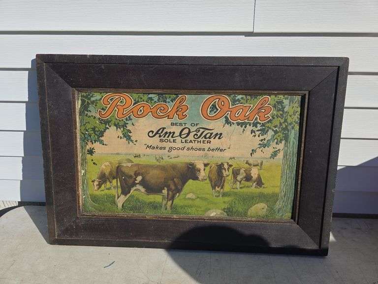 ROCK OAK AM O TAN SOLE LEATHER SIGN IN FRAME 33" X 23"