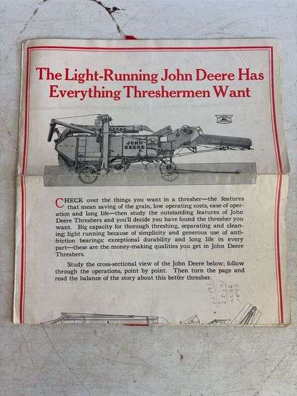 John Deere No. 7 Power Mower manual, 1952 field service bulletin, and other John Deere manual