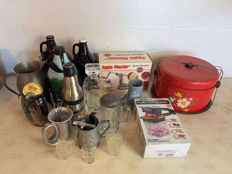 Glass jugs, apple slicer, and more