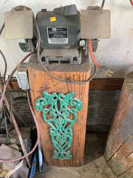 Sears Craftsman 6” Bench Grinder Mounted on Wood Stand