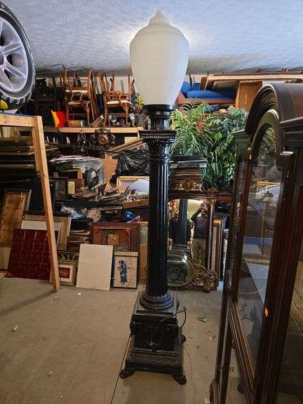 VINTAGE OUTDOOR METAL PILLAR LIGHT 100" TALL