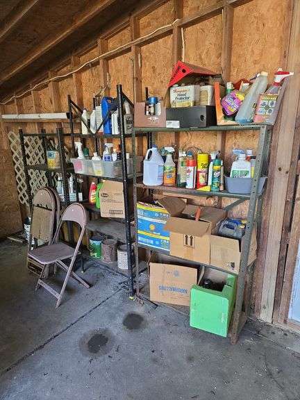 Metal shelves & contents