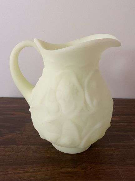 (4) pieces of Fenton - including owl dish, pitcher, bowl, and hand painted candle