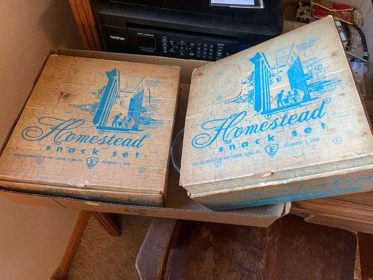 (2) matching Homestead snack sets
