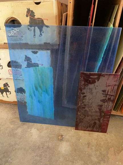 Large amount of stained glass pieces - large pieces are 24x26