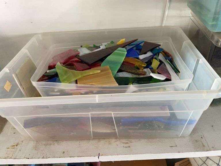 Large amount of stained glass pieces of various colors