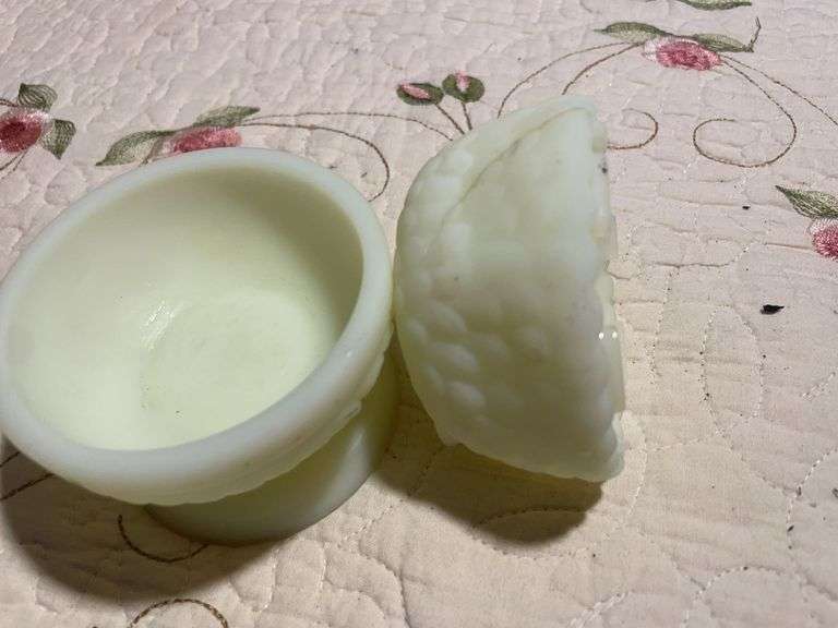 (4) pieces of Fenton - including owl dish, pitcher, bowl, and hand painted candle