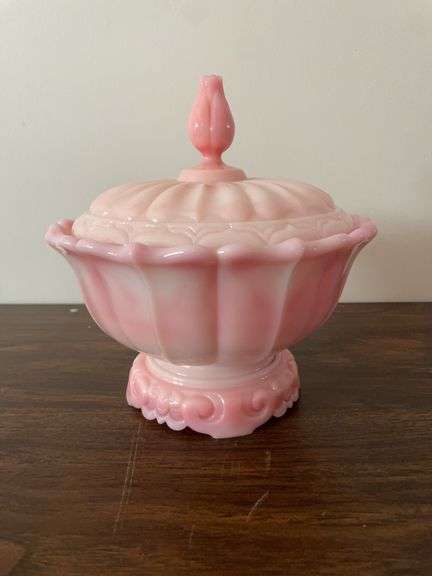 Pink Fenton flower dish