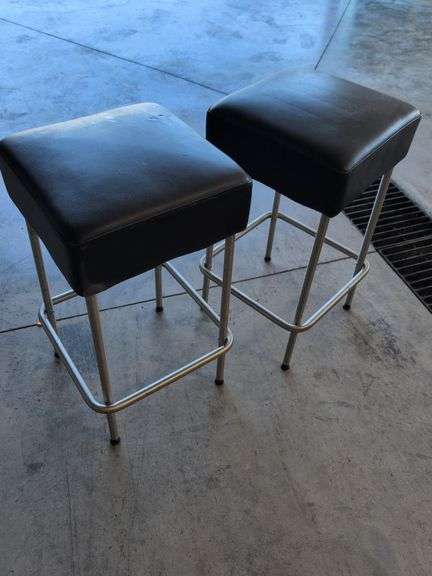 (2) 25" Ikea black stools - dirty