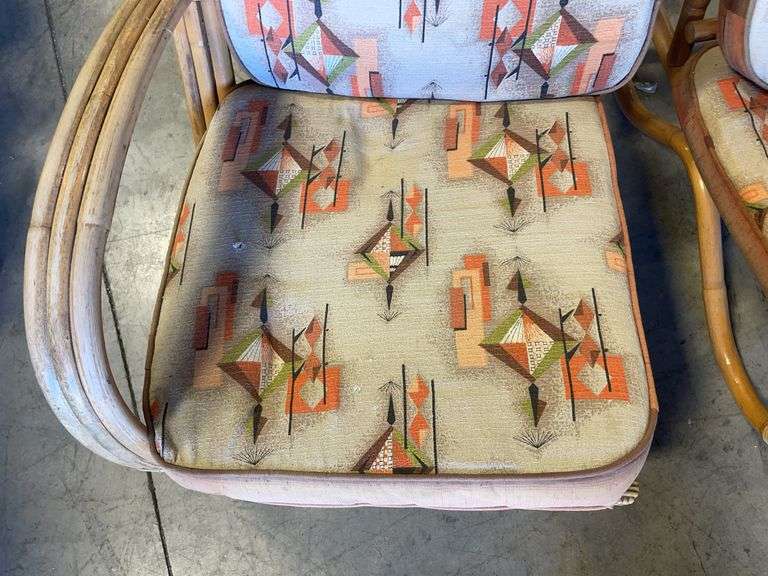 Vintage bamboo rattan 3 piece sectional couch