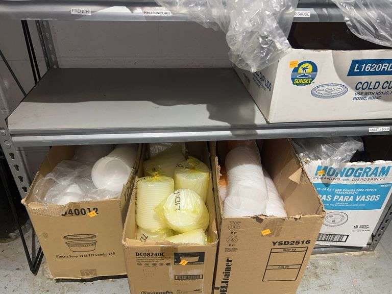 Contents of 2 Shelves- Plastic Bowls and Lids