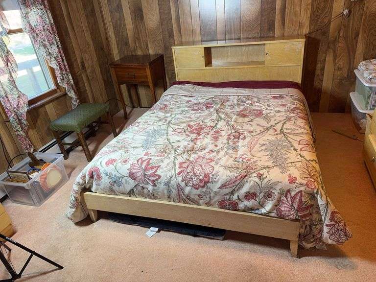 Vintage Full Sized Bed w/ Headboard Storage