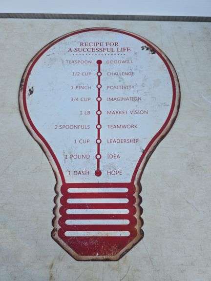 RECIPE FOR A SUCCESSFUL LIFE TIN SIGN 17" X 25"