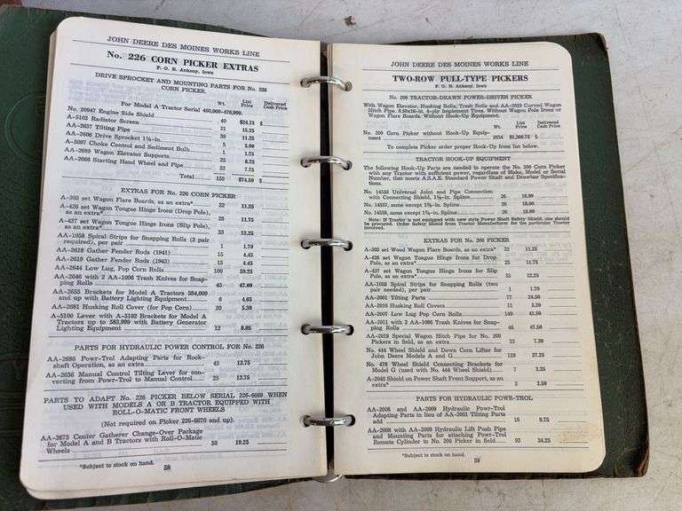 John Deere Plow Company of Columbus price list & other price list booklet