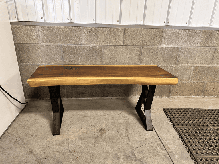 Rectangle Bench 39"x14"x18" Coffee Side Table with Z Metal Legs. See pic for imperfection on the top