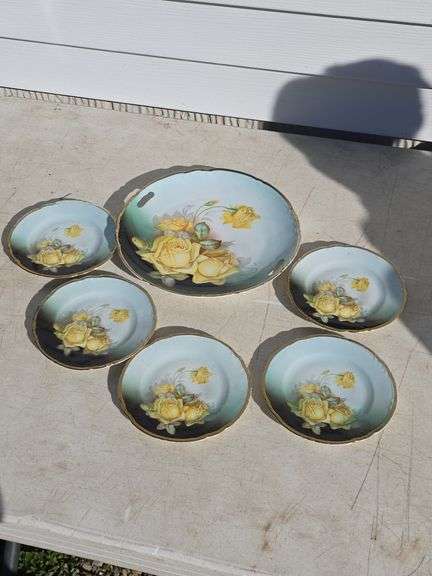 GERMANY YELLOW ROSE PLATE AND SERVING DISHES SET