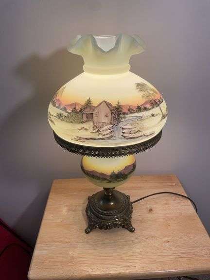 Hand painted Fenton lamp