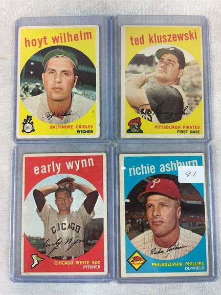 1959 Topps baseball Star lot: Ashburn, Wilhelm, Ted K., Early Wynn