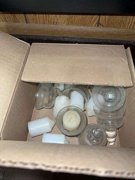 Box of Small Glass Candle Holders