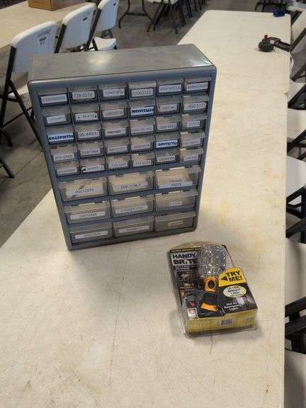 Hardware/tool organizer and cordless work light