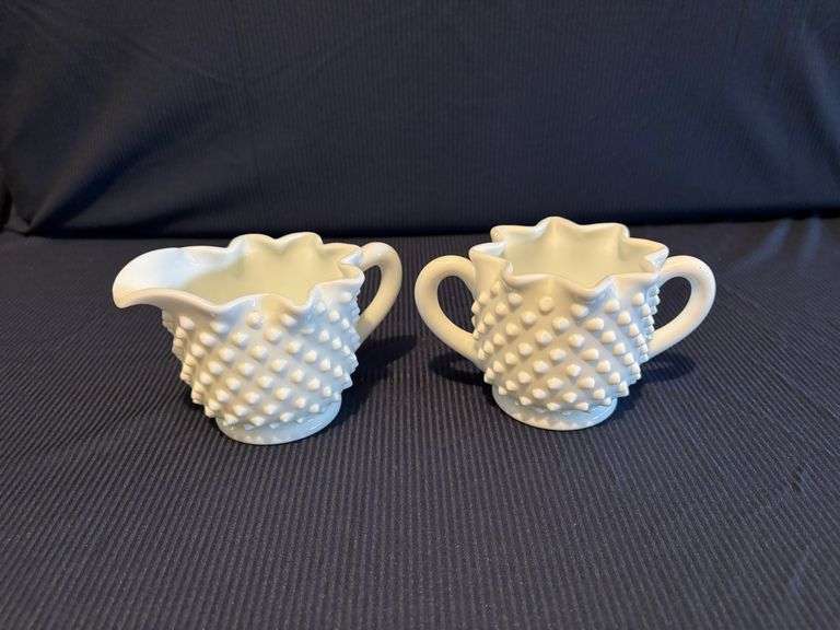 Fenton Hobnail milk glass Sugar & Creamer Set