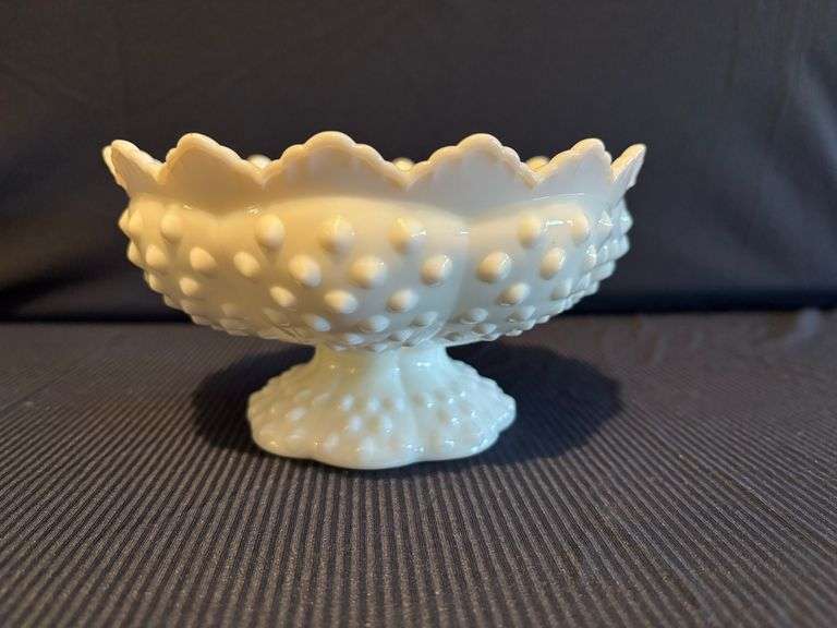 Fenton Hobnail Footed Candle Bowl