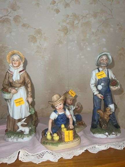 Porcelain Farming Family Figures (4 Figures Total)