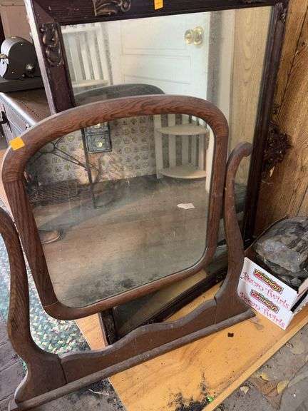 Antique Large Framed Wall Mirror, Wooden Framed Dresser Mirror, Wooden Door