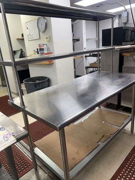 Stainless Steel Restaurant Table with Shelves