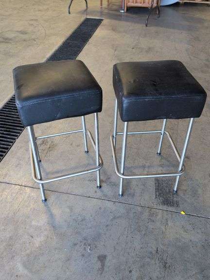 (2) 25" Ikea black stools - dirty