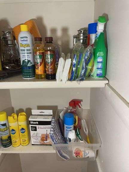 Large assortment of cleaning supplies - Swiffer dusters, spray, and more