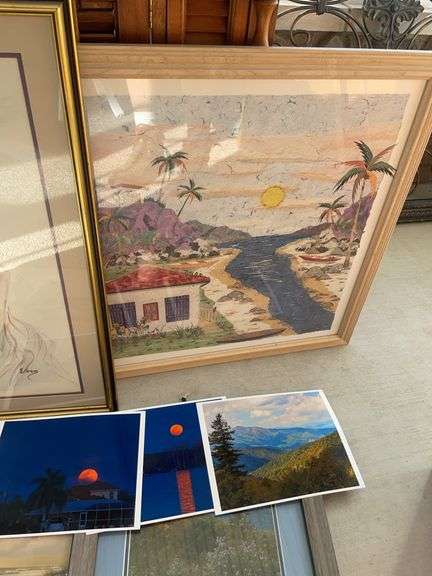 Lot of wall decor including frames mirror, framed landscape photos & landscape pictures