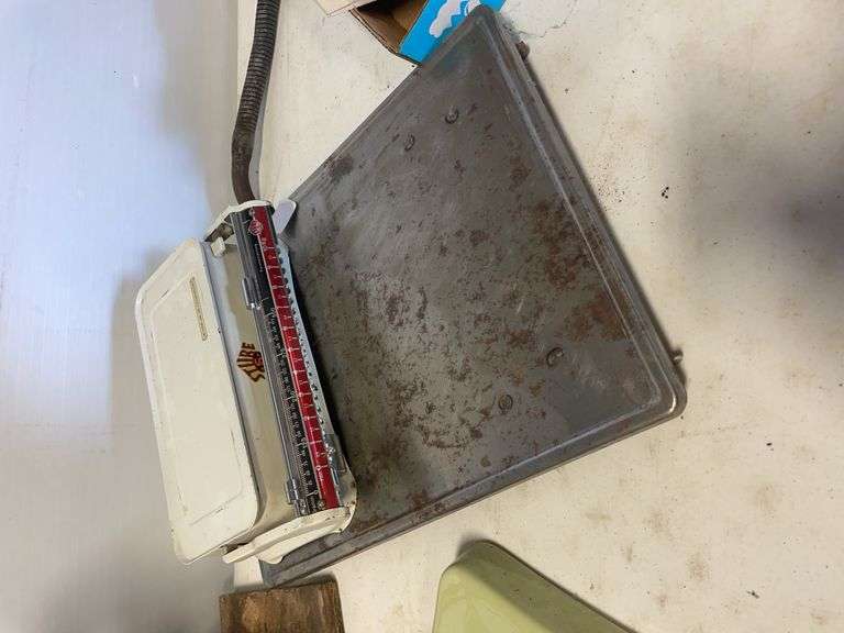 Antique items - scale, pitcher, and more