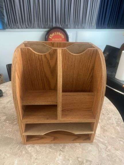 Heavy Duty Oak Wooden Desktop Organizer
