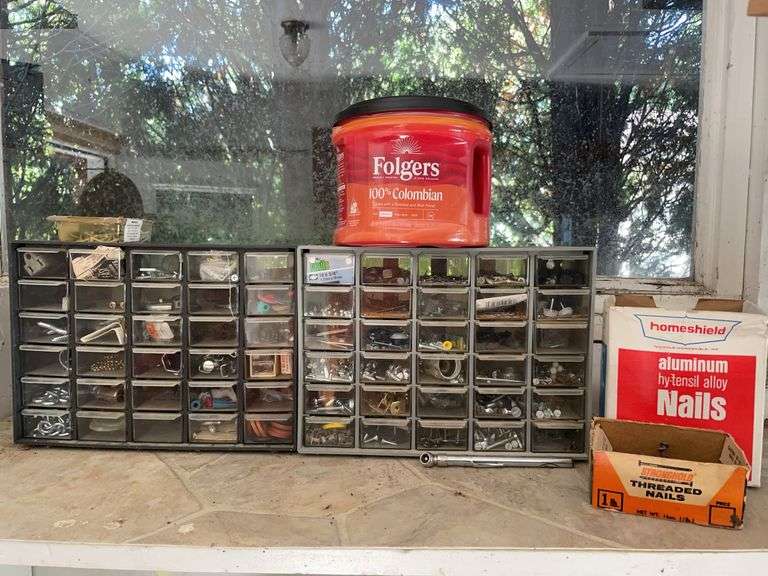 (2) fastener organizers & nails, screws & more
