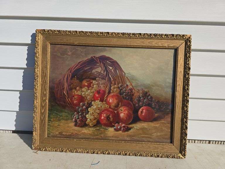 AN AUTUMNS DIVIDEND SIGNED PAINTING IN VINTAGE FRAME 23" X 19"