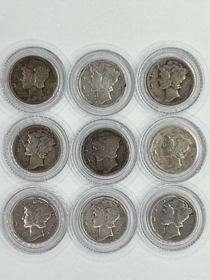 (9) Mercury Dimes