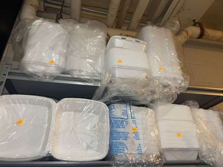 Contents of 2 Shelves- Foam TakeOut Containers