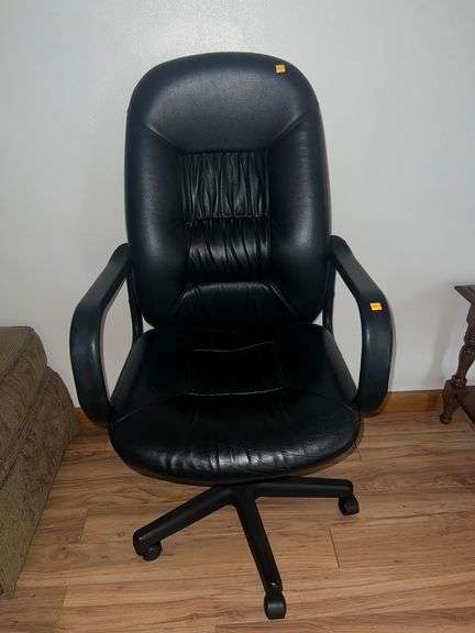 Black Leather Rolling Desk Chair