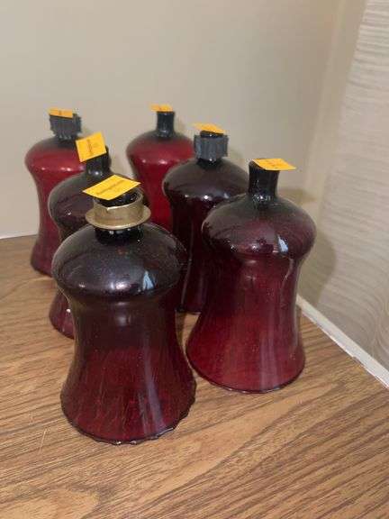 (6) Ruby Glass Candle Holders