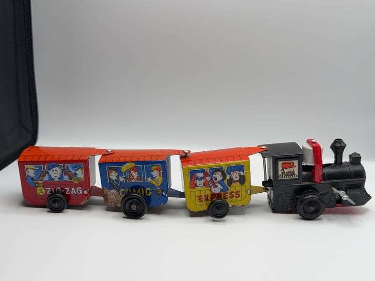 Vintage Western Comic Zig Zag Wind Up Metal Train Probably 1950’s