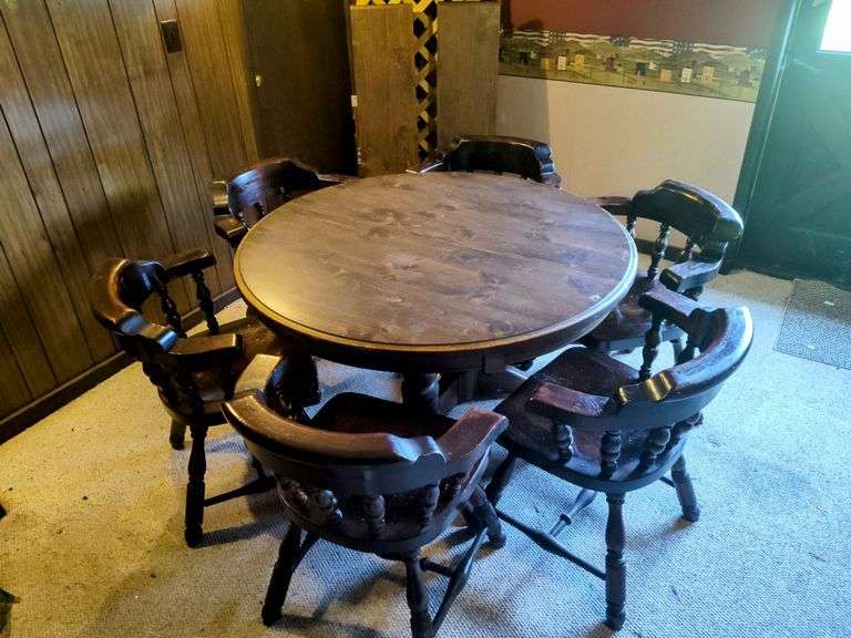 Haywood Wakefield Dining Table & 6 captain chairs