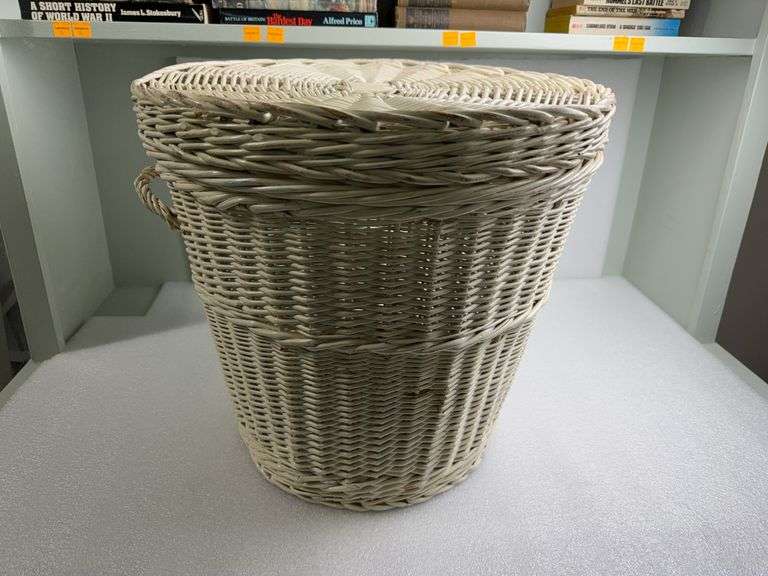 Vintage White Wicker Basket