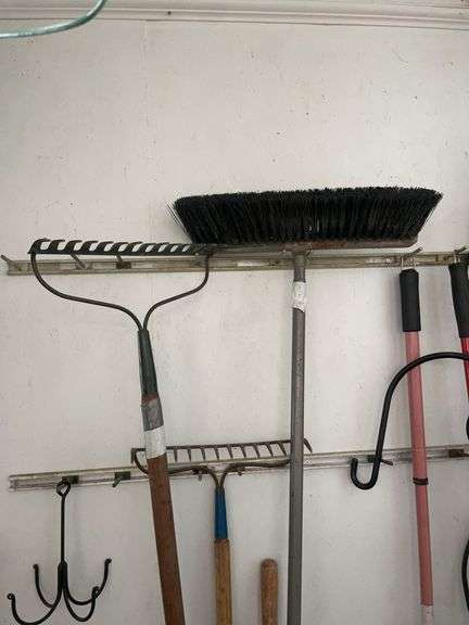 Hand tools including rakes, broom, shovel, shepherds hooks & more